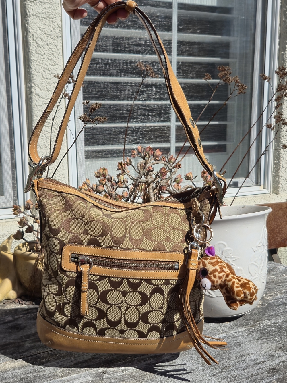 Coach Signature Canvas Hobo Bag in Brown/Tan